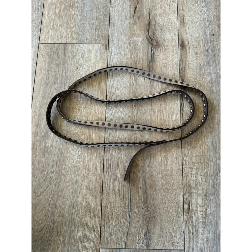 Brown Gold Metallic Brass Tone Round Studded Double Wrap Boho Belt Medium/ Large